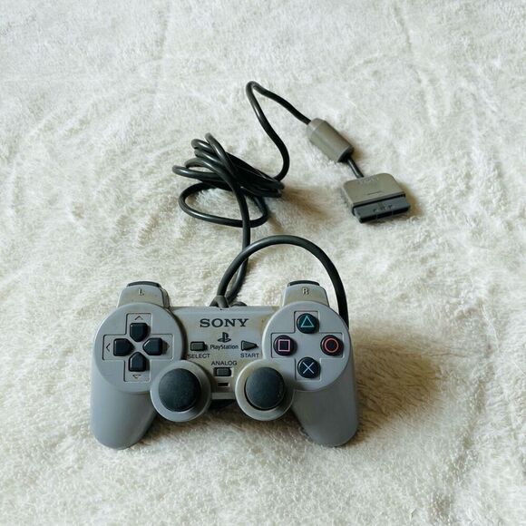 Sony PlayStation 1 PS1 Dual Shock Analog Gray Controller (SCPH-1200) - Picture 1 of 6